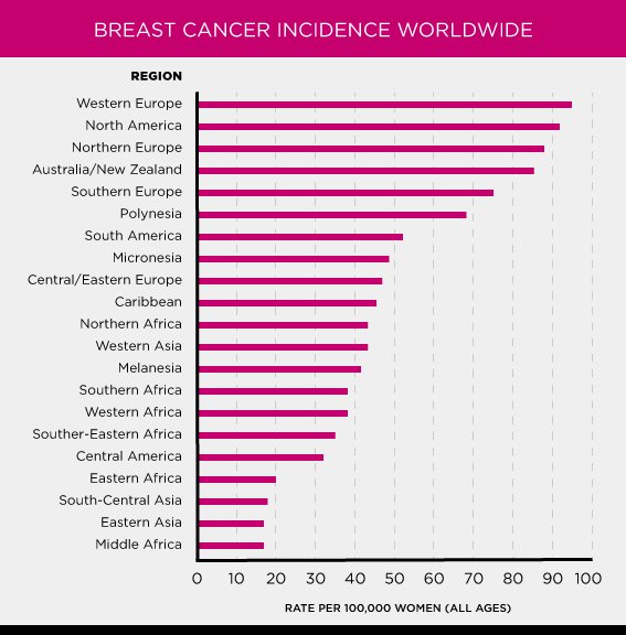 1 3 Breast Cancer Incidence Worldwide